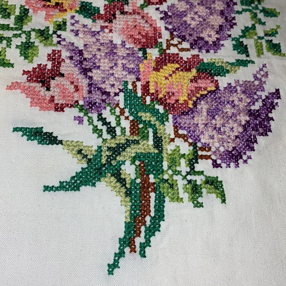 1973 Cross Stitch Embroidery #6520 Tulips and Lilacs Material 13.75” X 15 1/2”T - Picture 3 of 10